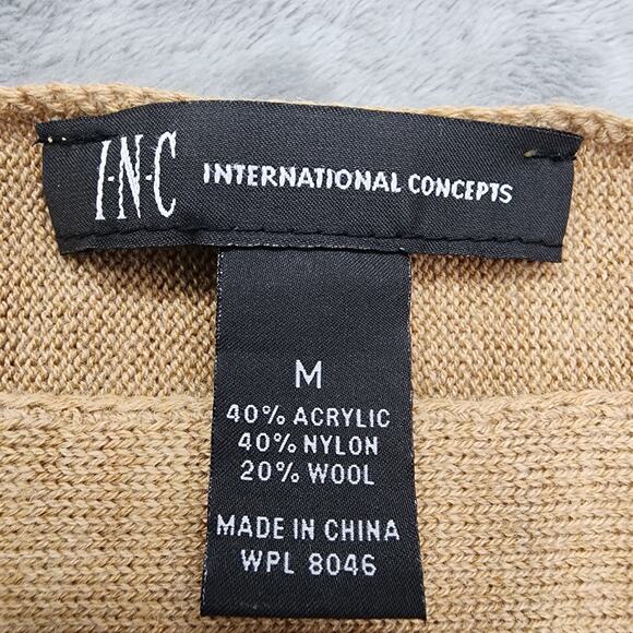 INC International Concepts Sweater Womens M Tan Wool Blend High Low Pullover - Picture 3 of 8